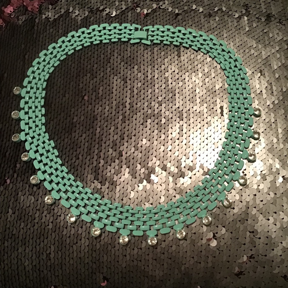 Teal diamond necklace